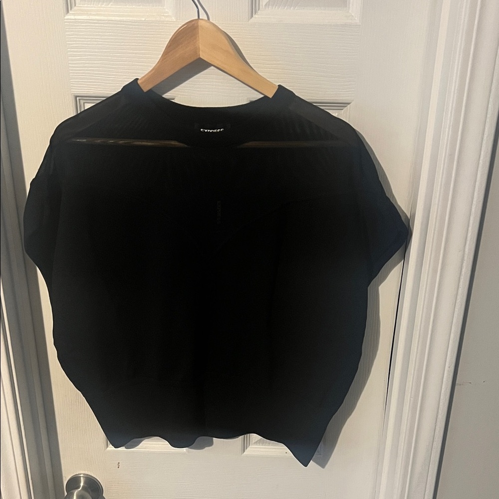 NWT Express Beautiful Tops Black Short Sleeve Blouse Women Size XL